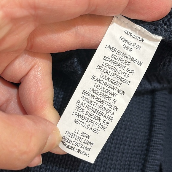 LL Bean Men's Full Zip Sweater Navy Blue 90s Cozy Cabin - Picture 12 of 13